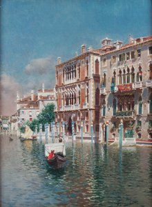 En gondol framför Palazzo Cavalli-Franchetti och Palazzi Barboro, Venedig (olja på duk)