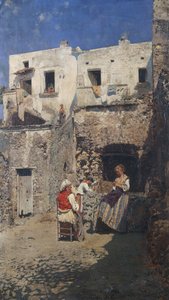 Solen, av Rubens Santoro (1859-1942), olja på panel. Italien, 1900-talet.