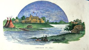 Chicago 1831 (färg litho) av Rudolf (after) Cronau