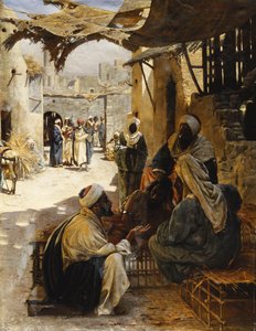Araber som samtalar på en bygata, 1894 av Rudolf Der G. Swoboda