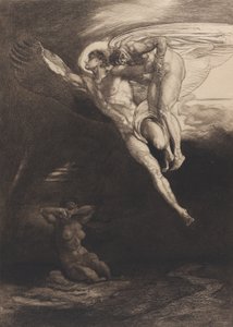 Lucifer bär Kain upp i det ändliga rymden, från Eight Etchings on Byron
