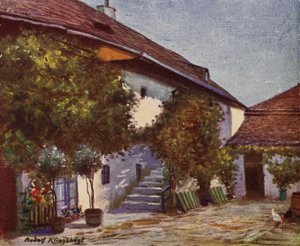 Hus i Heiligenstadt där Beethoven bodde (färg litho)
