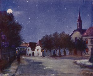 Den gamla Pfarrplatz i Heiligenstadt (färg litho)