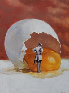Den surrealistiske mannen och det gigantiska ägget
