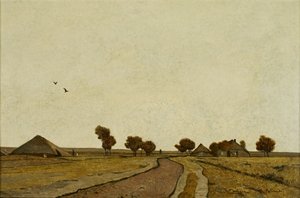 Holländskt landskap med bondgårdar