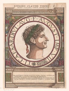Porträtt av Claudius Tiberius i en arkitektonisk ram av Rudolf Wyssenbach