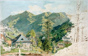 Utsikt över Gastein med Gamskarkogel av Rudolf von Alt