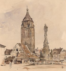 Det gamla rådhuset i Korneuburg av Rudolf von Alt