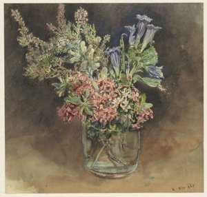 Glas med alpina blommor av Rudolf von Alt