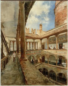 Slottet Innenhof des Buonconsiglio i Trient av Rudolf von Alt
