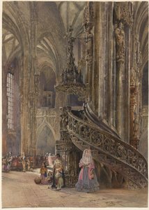 Interiören av katedralen Saint Stephen i Wien av Rudolf von Alt