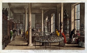 Interiörvy av en Wedgwood-porslinsbutik i London Litografi av R. Ackermann