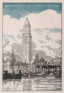 Custom House Tower från vattnet av Rudolph Ruzicka