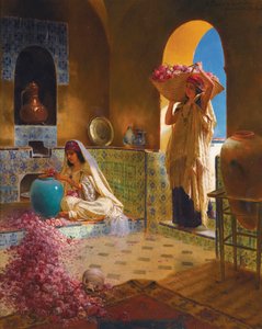 Les parfumeuses - Parfymtillverkarna - Rudolf Ernst (1854-1932). Olja på trä Mått: 55,5x45 cm Privat samling