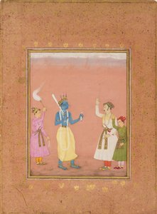 En hjälte som hälsades av prinsar som illustrerar det musikaliska läget Kanada Ragini, c1680 av Ruknuddin
