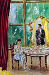 Afternoon Tea, 2022 (olja på duk) av Ruslana Levandovska