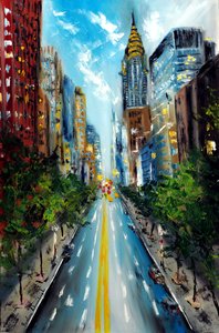 Manhattan Street New York, 2022 (olja på duk)