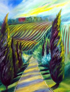 Under Toscanas sol i Italien, 2024 (olja på duk) av Ruslana Levandovska
