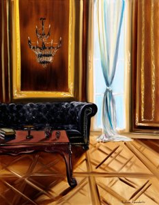 Whiskey  Shadows, 2023 (olja på duk) av Ruslana Levandovska