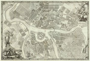 Karta över Petersburg bok till 50-årsdagen av grundandet av St. Petersburg, 1753 av Russian Master