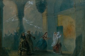 Scenografi för pjäsen Stormen av A. Ostrovsky, mitten av 1800-talet. av Russian Master