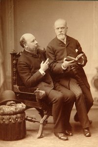 Konstnären Pavel Vassilievich Shukovsky (1846-1912) Historikern Alexander Onegin (Otto) i Weimar. Albumin foto av Russian Photographer