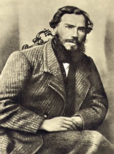 Självporträtt av Leon Tolstoi (1828-1910) i Iasnaia Poliana (Ryssland). Fotografi
