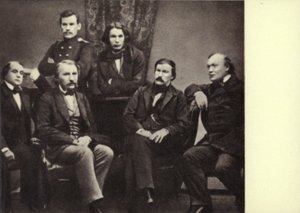L N Tolstoi med författare-bidragsgivare till tidningen "Sovremennik", Peterburg av Russian Photographer