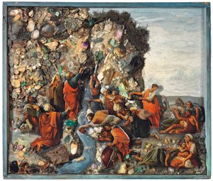 En ikon som föreställer Moses som slår mot klippan, tidigt 1800-tal av Russian School
