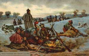 Napoleon drar sig tillbaka från Moskva av Russian School