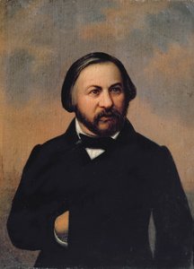 Porträtt av Mikhail Ivanovich Glinka (1804-57), 1850p