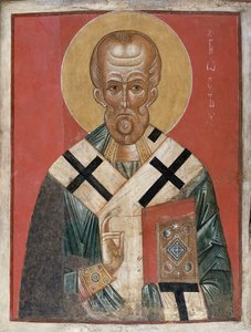 St. Nicholas, Novgorod skola, ca 1300 (tempera på gesso) av Russian School