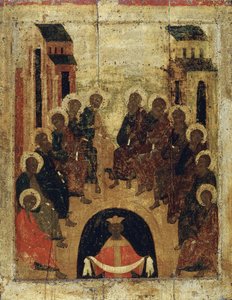 Den Helige Andes nedstigning på apostlarna, c1410. av Russian icon.