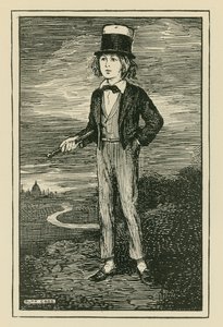 Ett imaginärt porträtt av Charles Dickens som ung pojke (gravyr) av Ruth Cobb