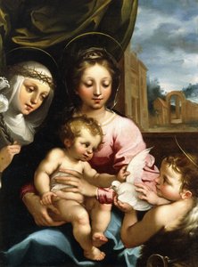 Madonnan och barnet med spädbarnet Johannes döparen och den heliga Katarina av Siena, ca 1597-1612 av Rutilio Manetti