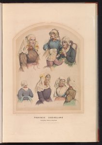 Traditionell dräkt av Overflakkee, Voorne och Oud-Beijerland i Sydholland, 1857 Provinsen Sydholland Overflakkee Voorne och Beijerland / XVI (titel på objekt)