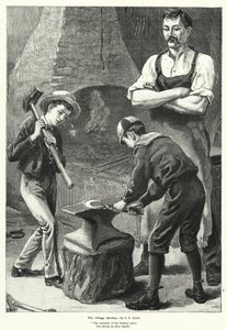 The Village Smithy (gravyr) av S.T. (after) Dadd