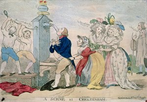 En scen i Cheltenham. Satirisk serie, pub. 1788 av S.W. Fores