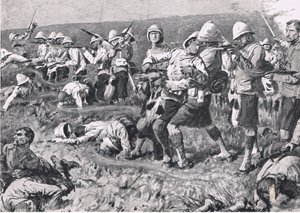 Majuba Hill, 27 februari 1881 (första boerkriget), illustration från brittiska striderna på land och hav, 1915