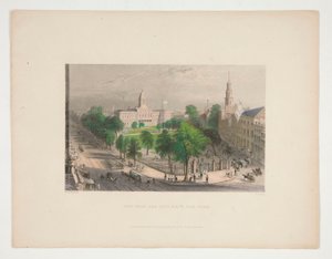 The Park and City Hall, New York, illustration för Nathaniel Parker Willis