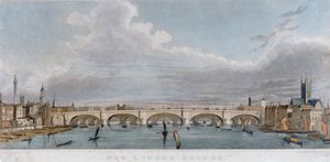 Utsikt över London Bridge från väster med båtar på Themsen, 1829 av S Rogers
