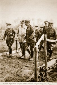 General Joffre med Sir John French och Sir Douglas Haig vid fronten 1914-19 av S. d A. Photography