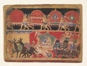 Krishna och Kshatriya Maidens fortsätter till Dwarka..., Ka. 1520-30. av Sa Nana
