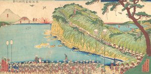 Daimyos processioner passerar längs Tokaido, 1800-talet.