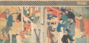 Försäljningsrum i Foreign Trade Building i Yokohama, 1861. av Sadahide Utagawa