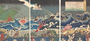 Krigarscen, 1800-talet. av Sadahide Utagawa