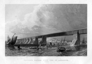 Victoria Bridge över St Lawrence, Kanada, 1886 av Saddler