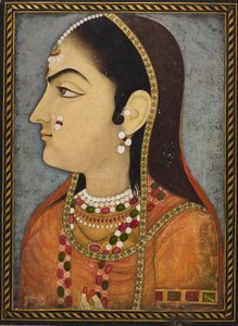 Porträtt av en dam, c1800 av Sahib Ram