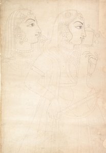 Sångare och Sarinda Player, ca. 1800. av Sahib Ram