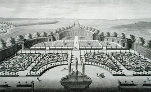 Utsikt över orangeriet i Geibach, graverad av Johann Georg Pintz (1697-1767/8)